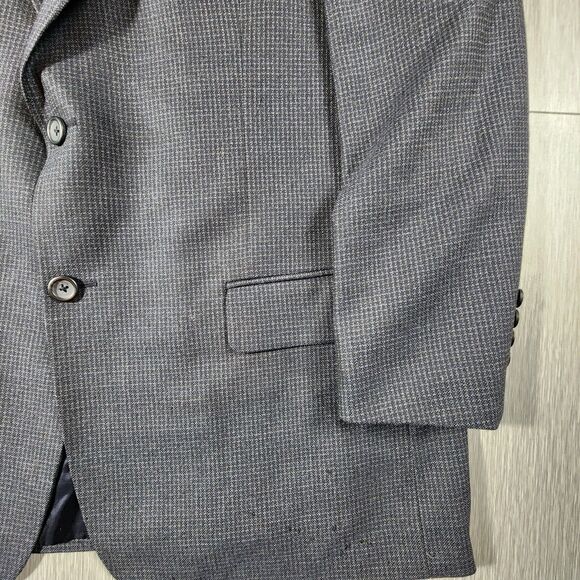 Pronto Uomo Sport Coat Blazer Suit Jacket Houndstooth Blue 40 Short - Picture 3 of 12